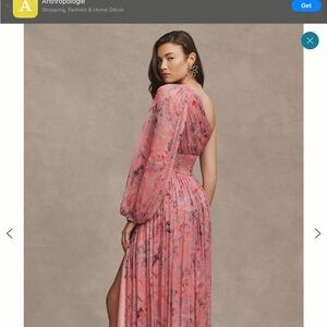 Anthropologie Pink One-Shoulder Gown for Wedding Guests